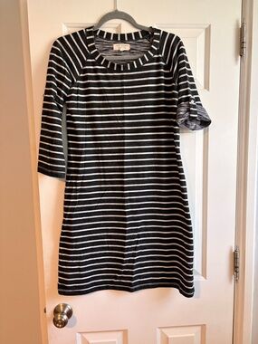 Max Studio Black & White Striped Midi Dress